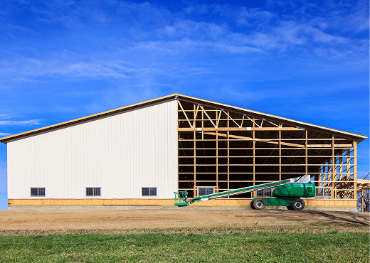 Farm building being built
